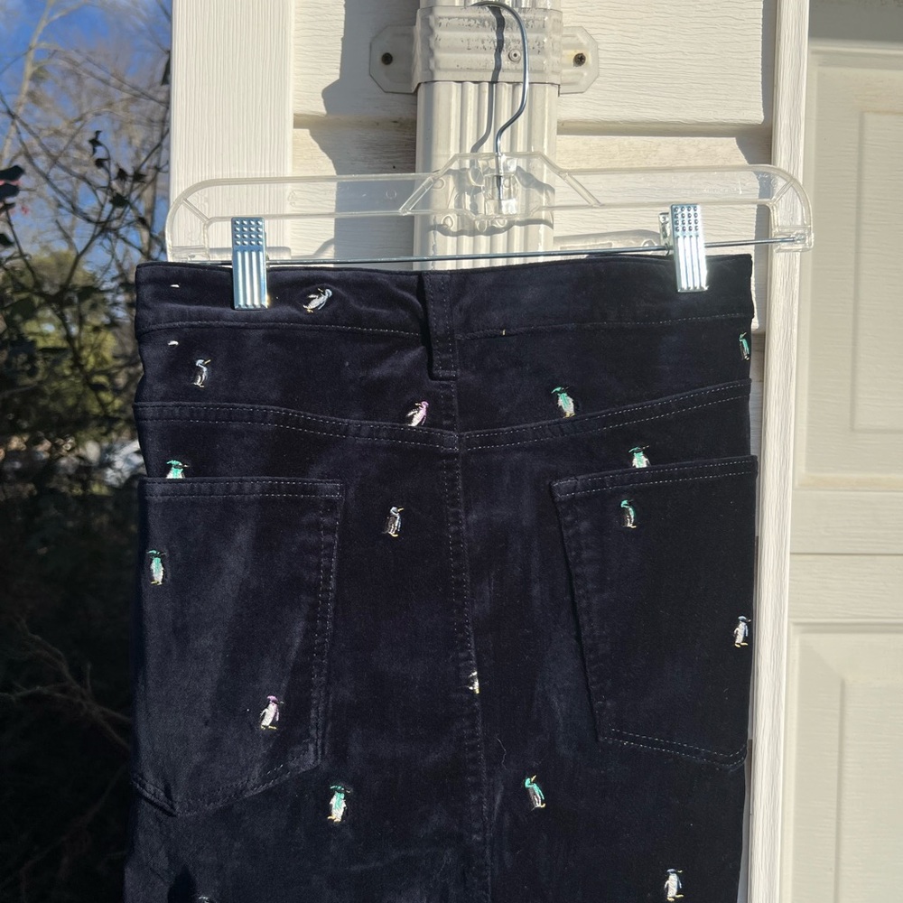 NWT Talbots Fun & Soft Navy Embroidered Penguins Velveteen Slimming Pants - Picture 4 of 6